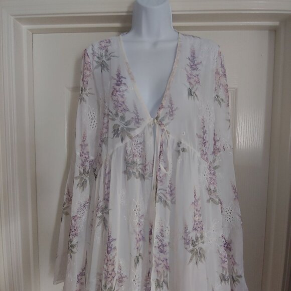 ACOA Collection Fairy Whimsical Coquette Embroidered Sheer Floral L - Picture 3 of 12